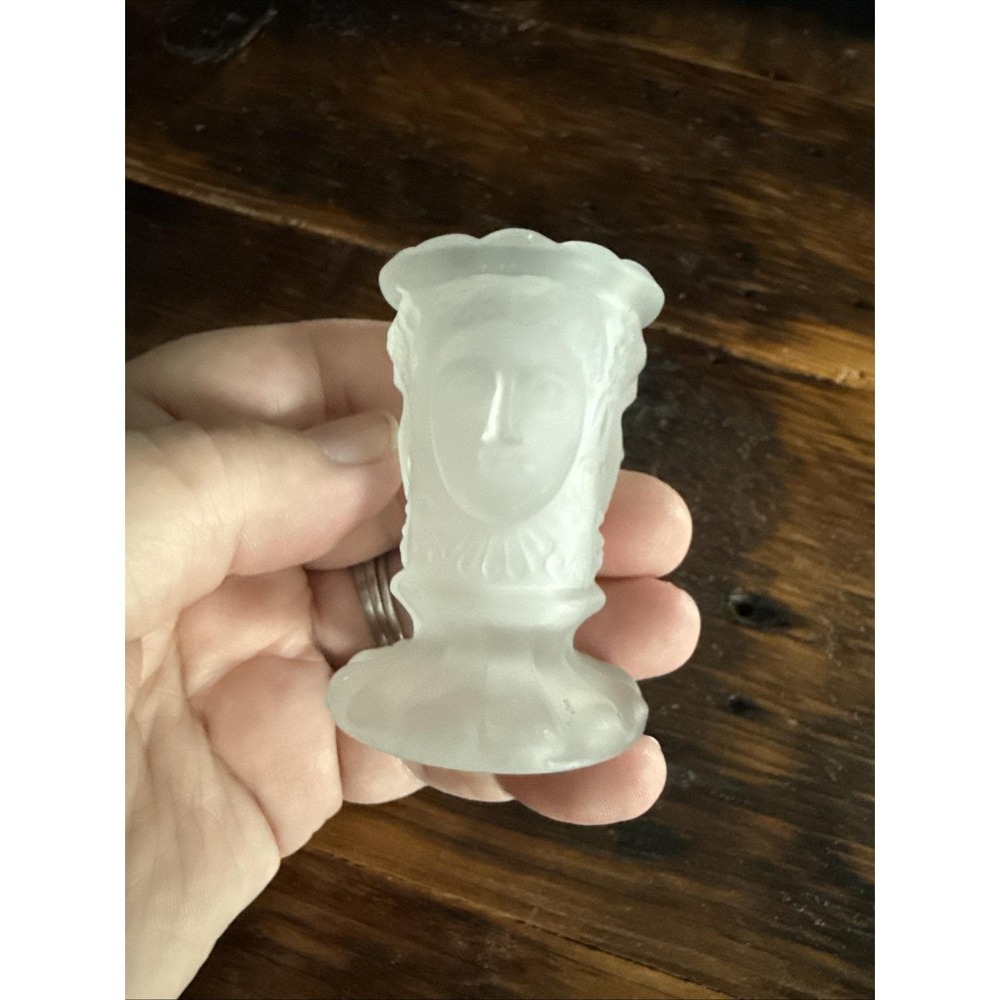 L. G. Wright Toothpick Holder Three Face Crystal Satin Vintage Glass - Picture 5 of 7